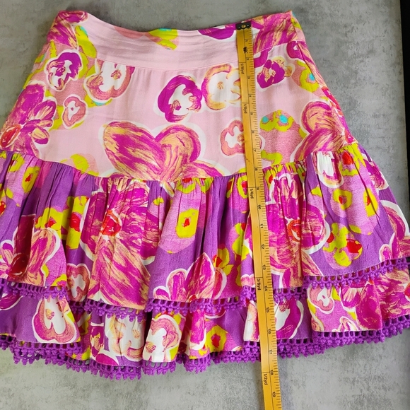 Alivia Annie Mini Skort Floral Sugar Plum Tiered Lace Trim Feminine Size Small - Picture 11 of 13